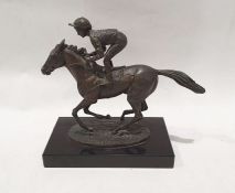 David Cornell bronze sculpture 'Champion Finish': featuring Lester Piggott on Nijinsky dated 1985,