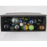 Collection of approximately 60 marbles of various sizes and age