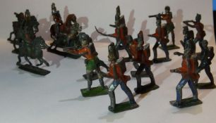 Small quantity continental, painted metal flat miniature model soldiers