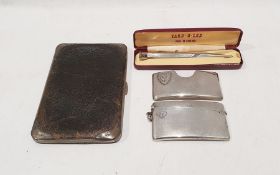 Two silver card cases, a leather and silver-mounted case and a Yard O'Led pencil in case, 2.5ozt (4)