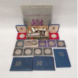 Assortment of commemorative coins from The Royal Mint to include Royal Silver Wedding, Silver