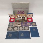 Assortment of commemorative coins from The Royal Mint to include Royal Silver Wedding, Silver