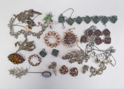 Quantity of marcasite, diamante and similar costume jewellery