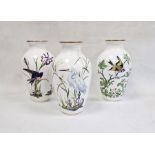 Three Franklin porcelain limited edition vases 'Meadowland Bird Vase', 'Woodland Bird Vase' and '