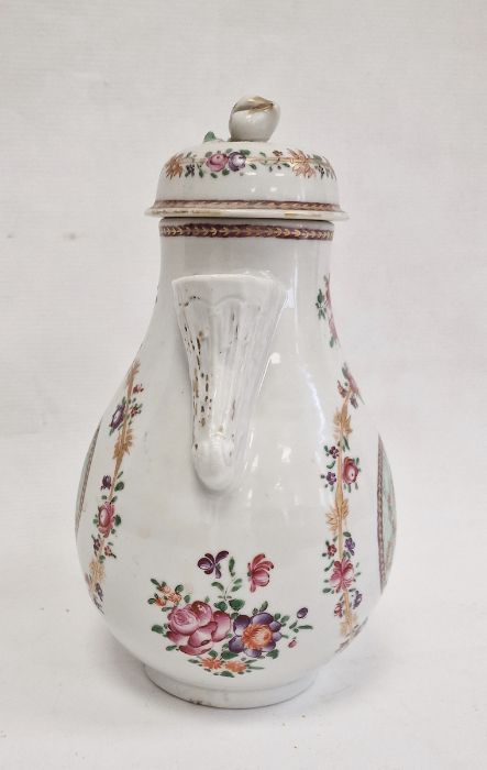 Chinese export porcelain covered jug of baluster shape with shell spout, all painted in famille rose - Image 4 of 42