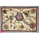 Kashmiri hand stitched wool chain rug, 90cm x 60cm