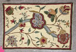 Kashmiri hand stitched wool chain rug, 90cm x 60cm