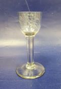 Georgian-style drinking glass, the bowl with etched floral decoration Condition Reportslight chip to
