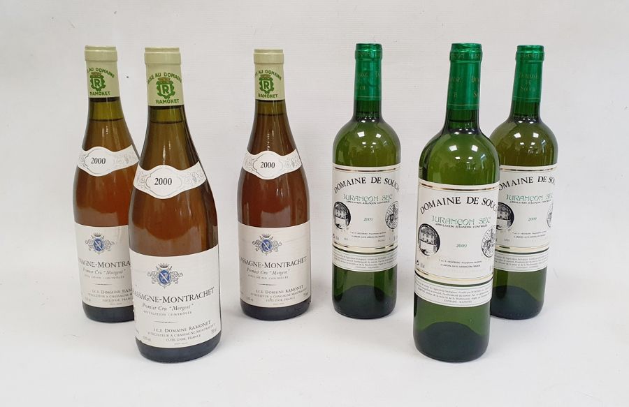 Three bottles of Domaine De Souch Jurancon Sec 2009 75cl and three bottles of Chassagne-Montrachet