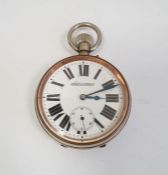 Goliath white metal pocket watch, French or Swiss, the white enamel dial inscribed “Regulateur”