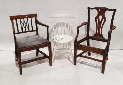 White painted stickback chair and two carvers (3)