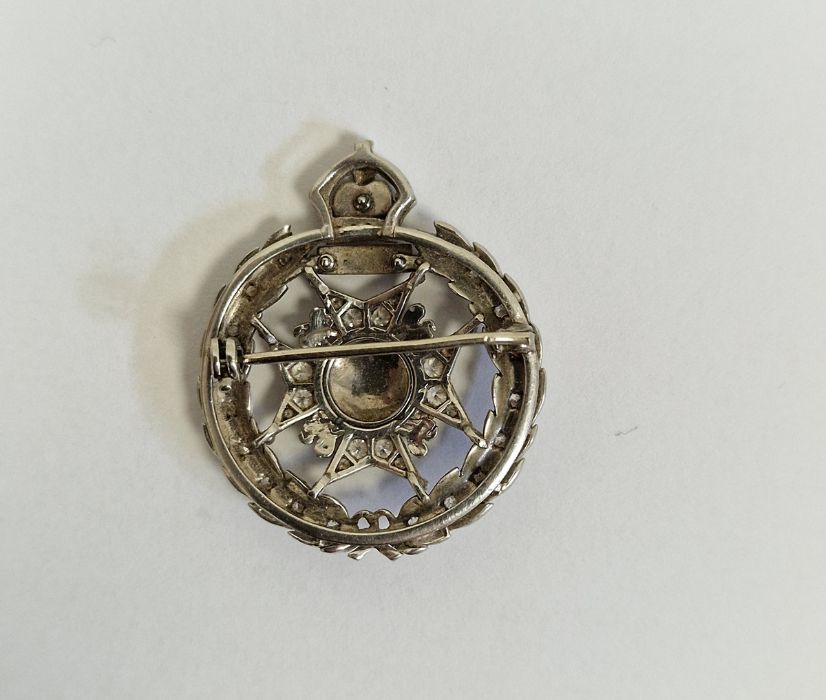 White metal, diamond and enamel regimental brooch, “Rajputana Rifles, Bourbon”, the wreath border - Image 2 of 7