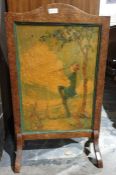 20th century firescreen with painted decoration