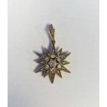 Antique gold and diamond star-set brooch pendant set old cut stones  Condition ReportLength approx