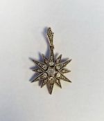 Antique gold and diamond star-set brooch pendant set old cut stones  Condition ReportLength approx