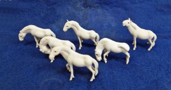 Six 20th century Chinese bisque horse models