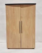 20th century maple-effect two-door cupboard, 76.5cm x 108cm