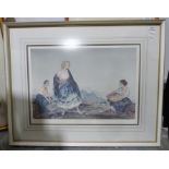After William Russell Flint Colour print  "Basket of Peaches", two further William Russell Flint