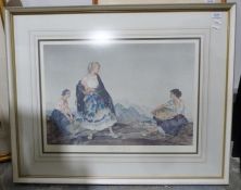 After William Russell Flint Colour print  "Basket of Peaches", two further William Russell Flint