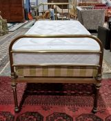 19th century tubular brass single bed with mattress
