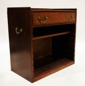 19th century mahogany side cabinet with three-quarter gallery top above single drawer, open