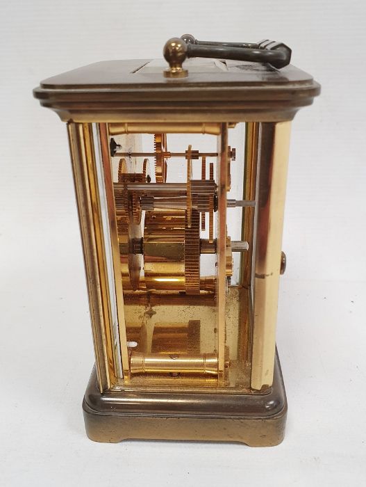 20th century brass carriage clock, the dial marked 'Tiffany & Co', the movement by Matthew Norman, - Image 2 of 2