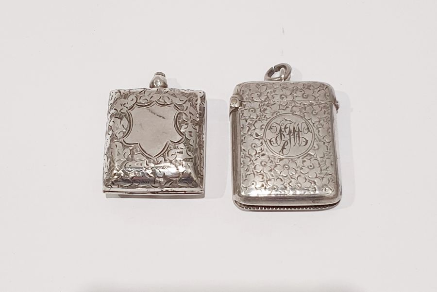 Late Victorian silver vesta with foliate decoration, Chester 1901, John Millward Banks and a