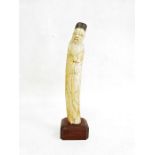 Antique Chinese ivory tusk carving of Zhongli Quan, one of the eight Taoist immortals carrying a