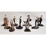 Nine Franklin Mint 'Erte' limited edition collection figures, all black and gilt in the Art Deco