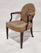 Early 20th century French-style armchair with needlework upholstered seat, back and armrests, on