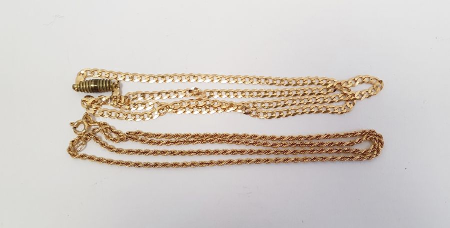 Two various 9ct gold chain link necklaces, approx. 11g (2)