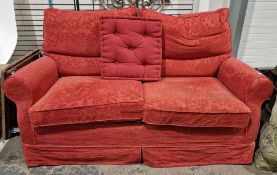 Multi-York two-seater sofa bed in red upholstery