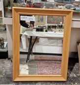 Pine framed rectangular mirror, 62cm x 82cm