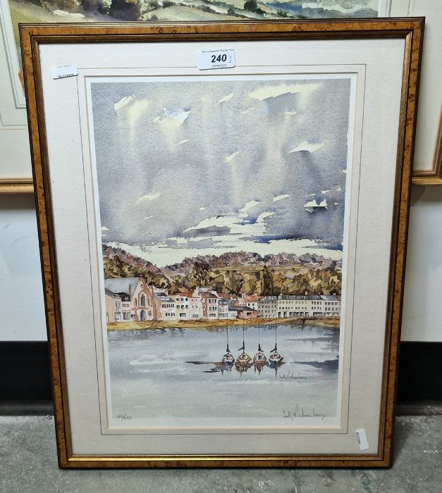 V J Avery Watercolour Birdlip Hill, signed lower right and titled lower left and a colour print (2) - Image 2 of 4