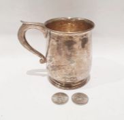 ****** WITHDRAWN ******* George V silver mug of shaped baluster form, with rim and engraved 'John