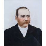 19th century school Pair of oils Portrait study of gentleman in black jacket, white cravat and