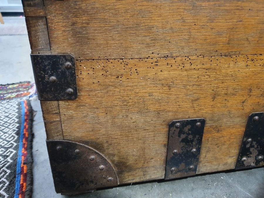 Oak and iron-bound chest marked to inside 'Mappin - Image 21 of 36