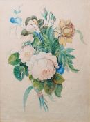 Late 19th/early 20th century school Pair of watercolours Still life studies of flower arrangement,