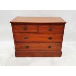 Early 20th century walnut chest of two short over two long drawers on plinth base