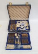 Cased set of cutlery gold plated on chrome, nickel, steel by SPS Bestecke, in blue case