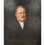 19th century school Oil on canvas Portrait study of gentleman in black jacket and white cravat,