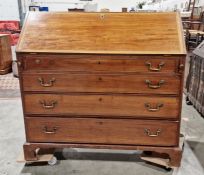 Georgian mahogany bureau with stringing and banding, four graduated drawers, on bracket feet,