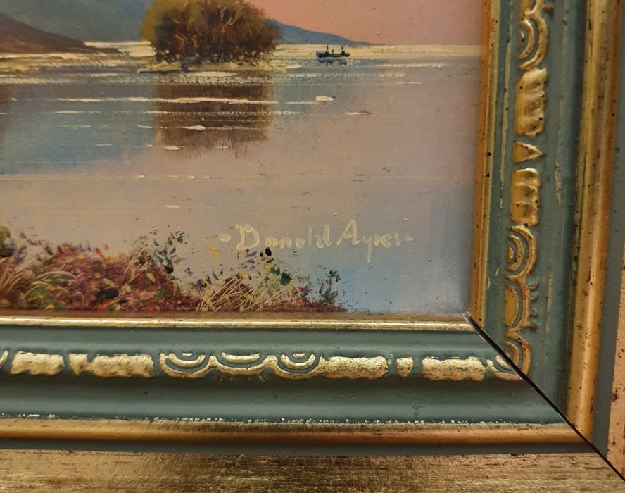 Donald Ayres Oil on panel 'Loch Linnie' signed lower right 8 x 11 cm together with assorted prints - Image 3 of 8