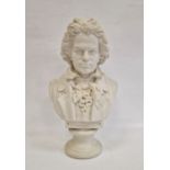 Parian porcelain bust of Beethoven on socle base, 29cm highCondition ReportSurface marks and