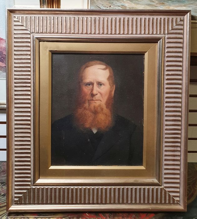 19th century school Oil  Portrait study of Father James Powell, with paper label verso, 28cm x 23cm - Image 2 of 4