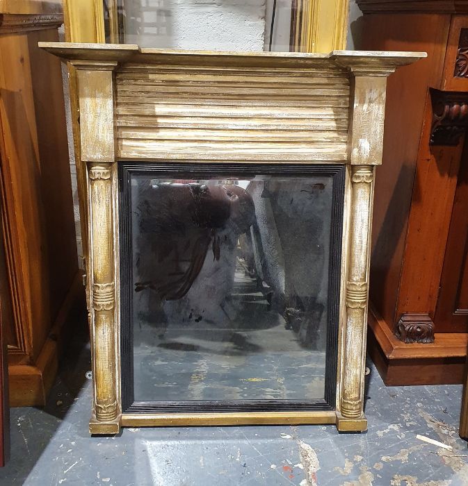 20th century shabby chic-style rectangular pier glass with column pilasters, 83cm x 74cm