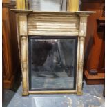 20th century shabby chic-style rectangular pier glass with column pilasters, 83cm x 74cm
