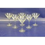 Set of six Spiegelau glass conical Martini saucers