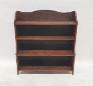 20th century oak open waterfall bookcase with four assorted shelves, 100cm x 91.5cm x 25cm