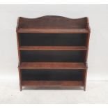 20th century oak open waterfall bookcase with four assorted shelves, 100cm x 91.5cm x 25cm